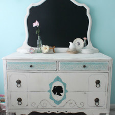 Antique Silhouette and Chalkboard Dresser