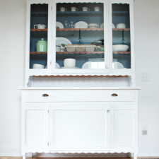 White Linen and Blue Bird Kitchen Hutch Redo