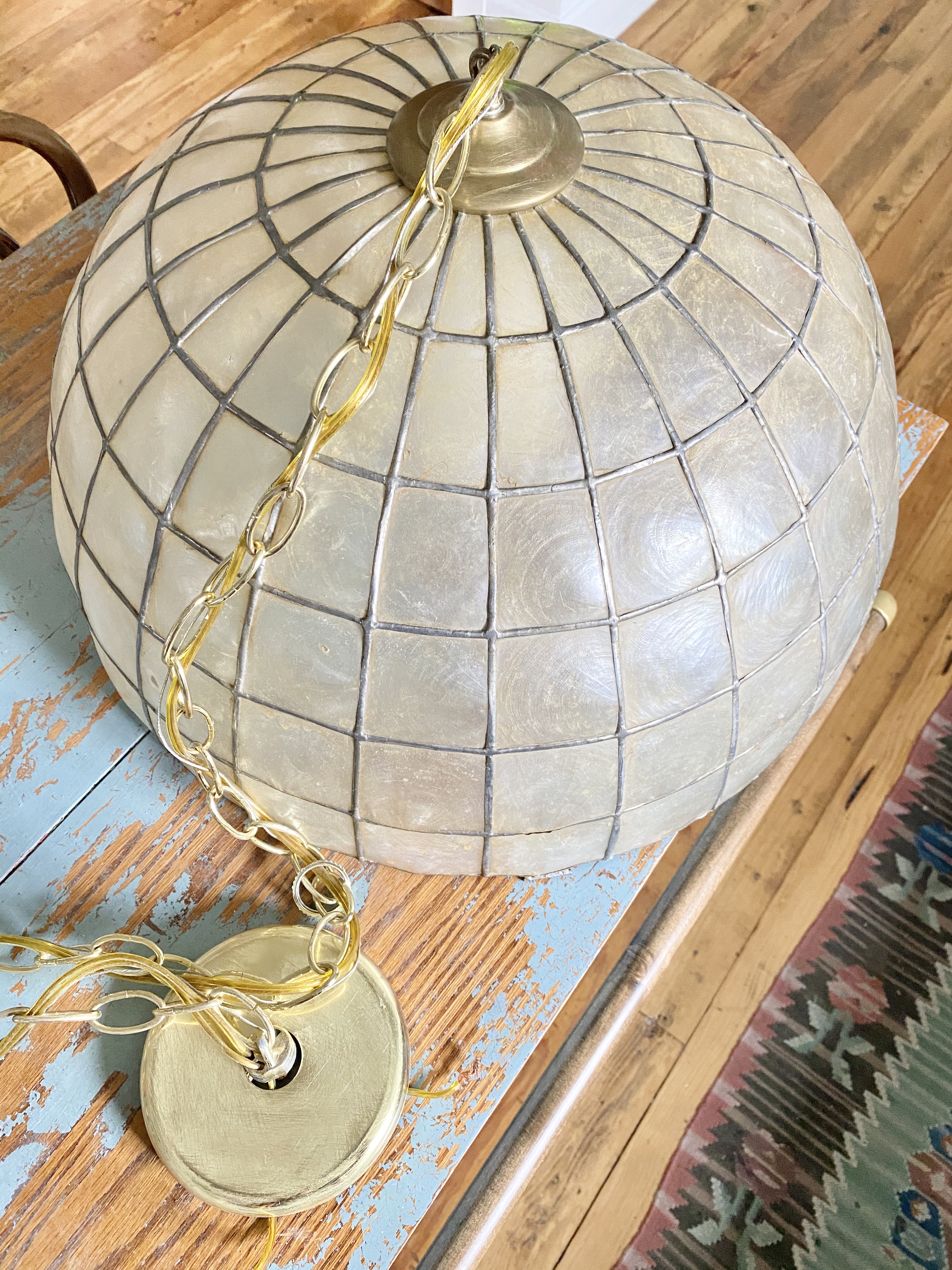 One Room Challenge Week 4: Rehabbed Capiz Shell Light Fixture